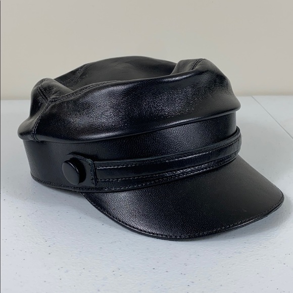 Vintage Accessories - Leather Newsboy Cap Made in Chile 🇨🇱